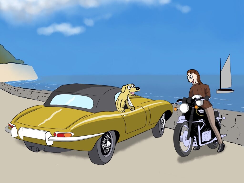 Jaguar car cartoon commission