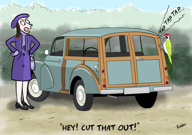 Morris Traveller car cartoon commission