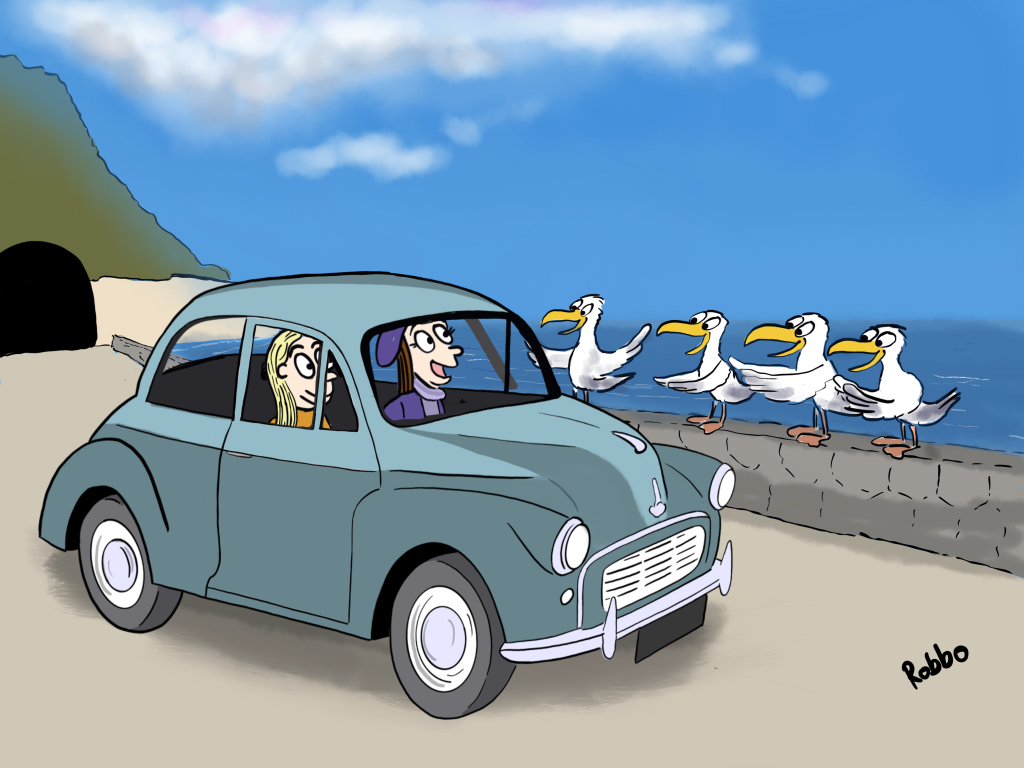 Morris Minor car cartoon commission