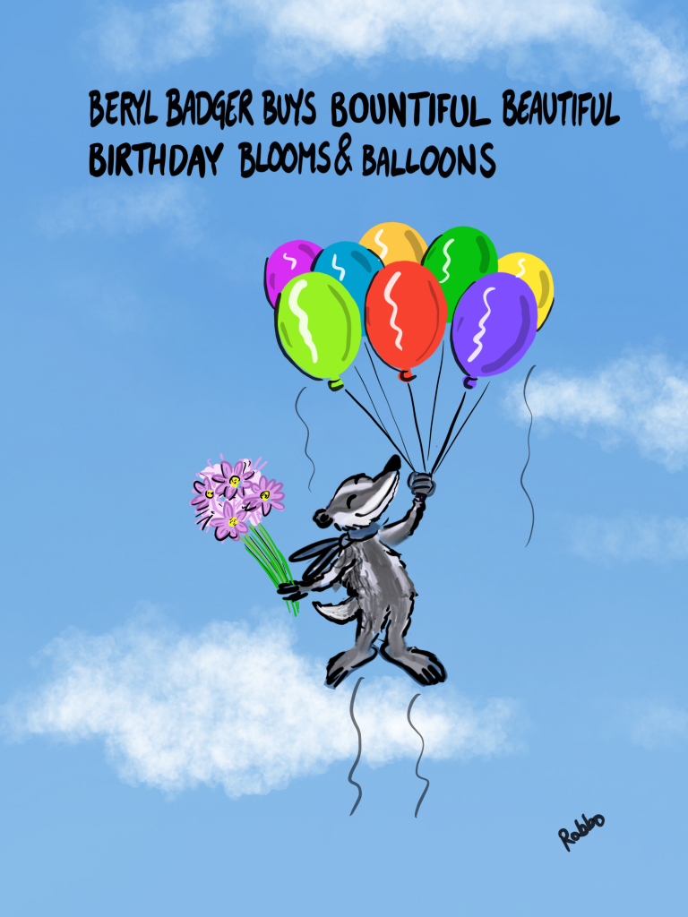 Badger and balloons