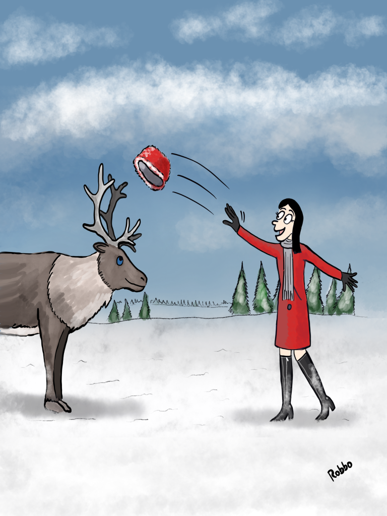 Woman and reindeer Christmas design