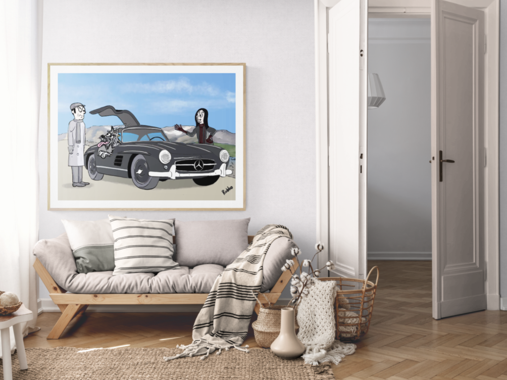 Mercedes cartoon on wall