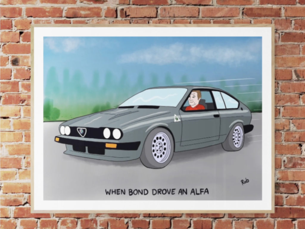 Alfa Romeo cartoon on wall