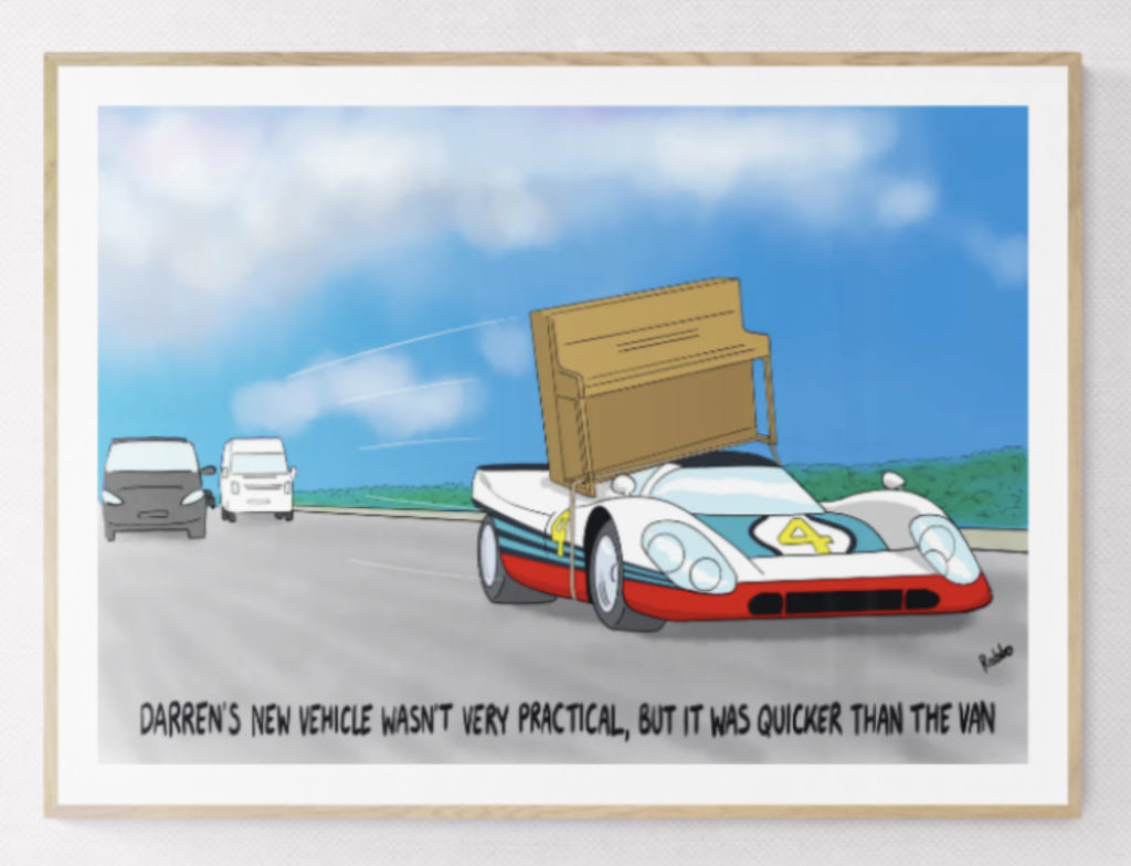 Porsche art on wall