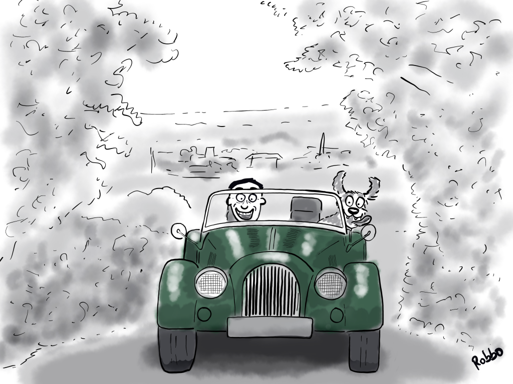 Morgan sportscar cartoon